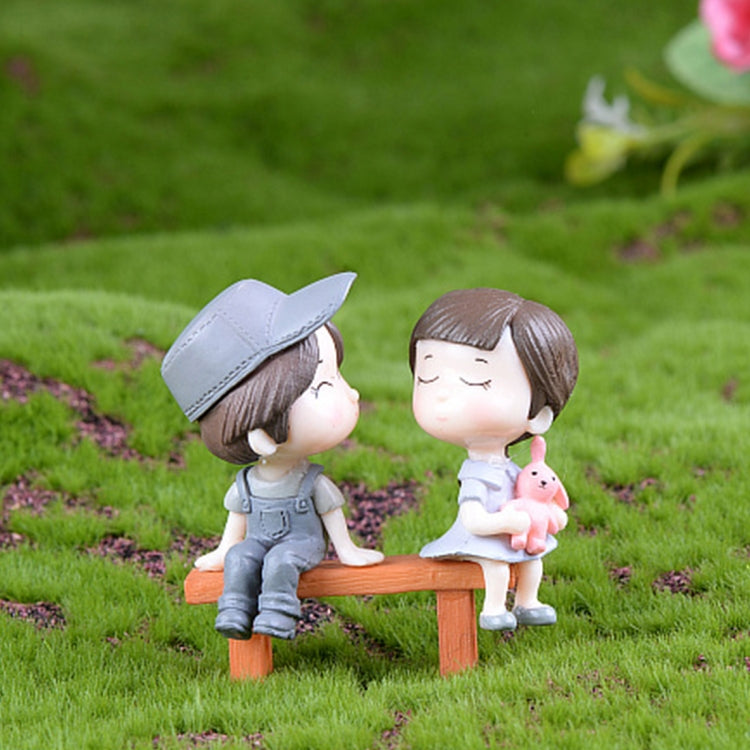 Lovers Chair Garden Dollhouse Decoration Moss Micro Landscape PVC Ornaments
