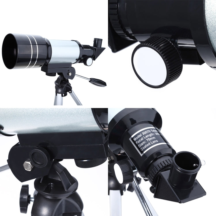 F30070M Portable Professional High Definition High Times Espace Astronomical Telescope Spotting Scope with Tripod(Silver)