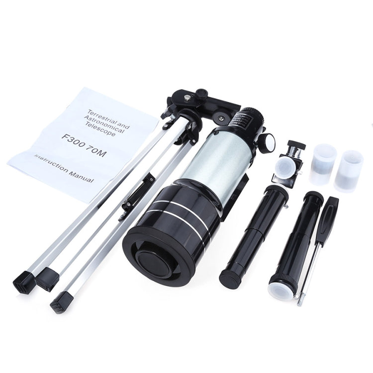 F30070M Portable Professional High Definition High Times Espace Astronomical Telescope Spotting Scope with Tripod(Silver)
