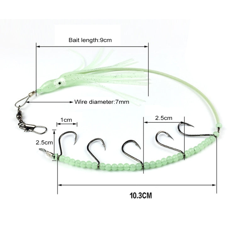 HENGJIA 32cm/7g Fishing Knife Fish Wire Luminous Night Light Octopus Squid Hook 5 Hooks