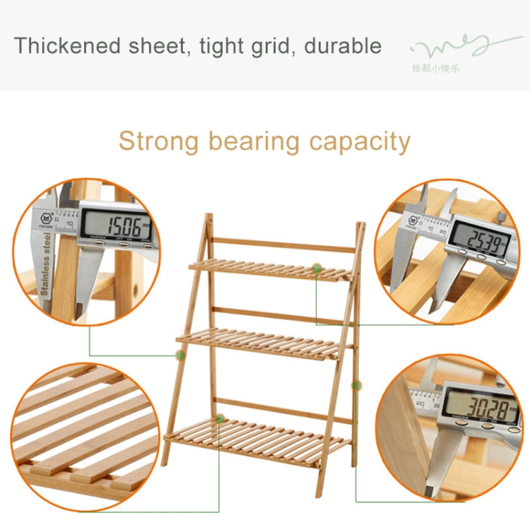 Bamboo 3-Tier Hanging Plant Stand Planter Shelves Flower Pot Storage Rack Folding Display Shelving Plants Shelf, Width: 100cm