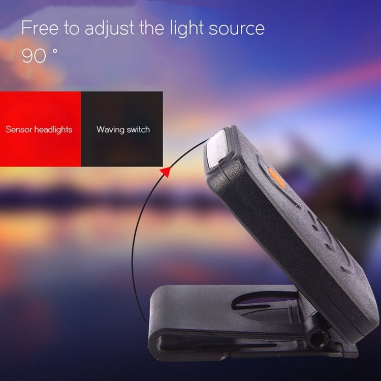 Portable Infrared Sensor LED Rechargeable Clip Hat Cap Lamp Fishing Headlamp for Fishing Camping Hiking