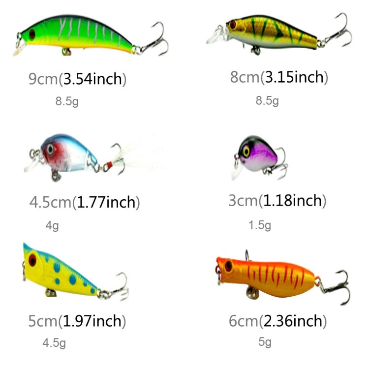 HENGJIA HENG JIA-SETL30 30 PCS Minnow Fishing Lure Set 6 Models Fishing Tackle Plastic Hard Bait