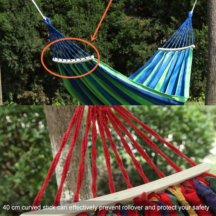 Outdoor Rollover-resistant Single Person Canvas Hammock Portable Beach Swing Bed with Wooden Sticks, Size: 185 x 80cm