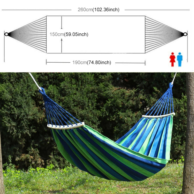 Outdoor Rollover-resistant Double Person Canvas Hammock Portable Beach Swing Bed with Wooden Sticks, Size: 190 x 150cm
