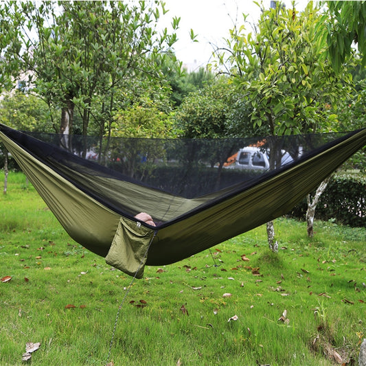 Portable Outdoor Parachute Hammock with Mosquito Nets, Army Green, Black, Dark Blue + Baby Blue, Pink Blue, Green, Blue