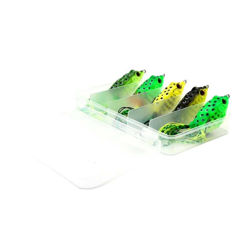 HENGJIA 5 PCS Soft Baits Water-hit Fishing Lures Ray Frog Baits with Plastic Box