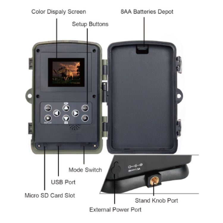 HC801A 8MP Waterproof IP65 IR Night Vision Security Hunting Trail Camera, Novatek 96650 Program, 120 Degree Wide Angle, 110 Degree PIR Sensing Angle