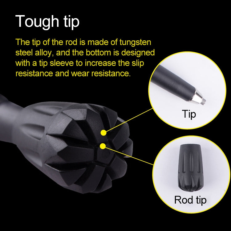 KODENOR Outdoor Mountaineering Portable Foldable Carbon Fibre Straight Handle Alpenstocks Trekking Poles, Length : 63-135CM