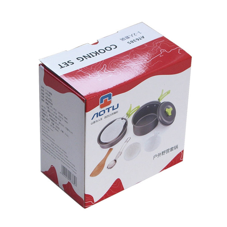 Aotu AT6385 Outdoor Camping Tableware Pots Cookwear Set for 1-2 Person