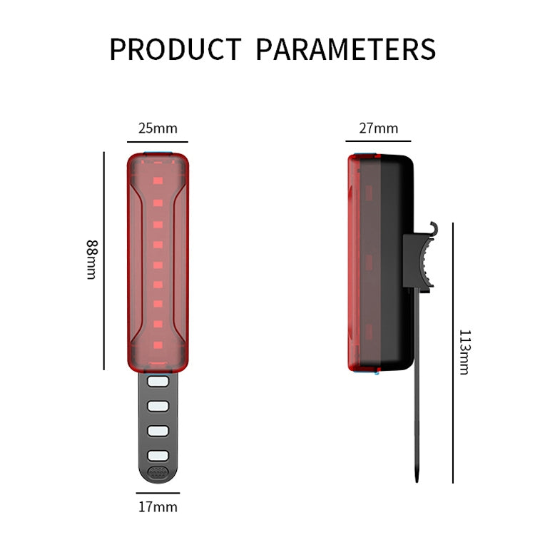A02 Bicycle Taillight Bicycle Riding Motorcycle Electric Car LED Mountain Bike USB Charging Safety Warning Light (50 Hours, Plastic Bag)