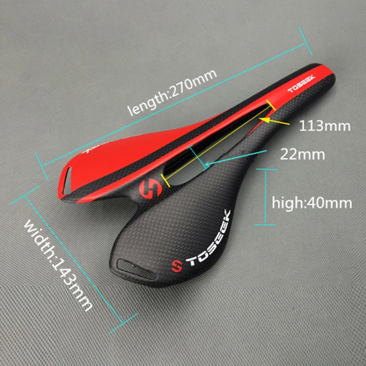 TOSEEK Road Bike Carbon Fiber Seat Bicycle Hollow Seat Saddle, 3K Texture + Extinction