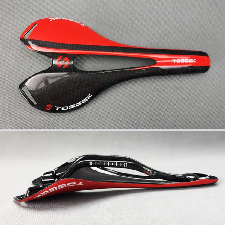 TOSEEK Road Bike Carbon Fiber Seat Bicycle Hollow Seat Saddle, 3K Texture + Extinction