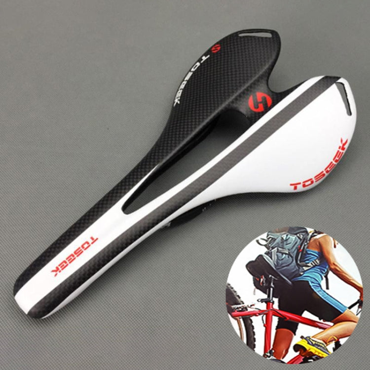 TOSEEK Road Bike Carbon Fiber Seat Bicycle Hollow Seat Saddle, 3K Texture + Extinction