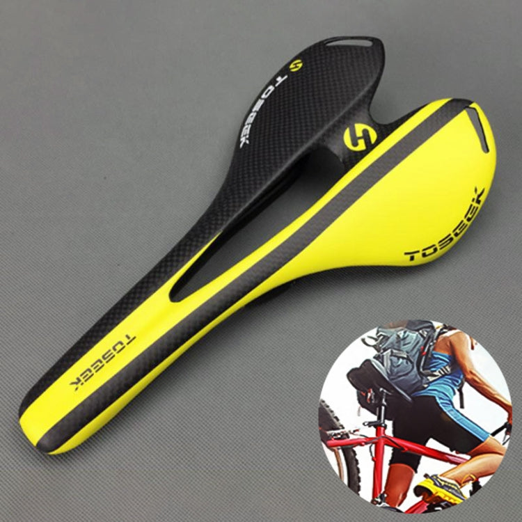 TOSEEK Road Bike Carbon Fiber Seat Bicycle Hollow Seat Saddle, 3K Texture + Extinction
