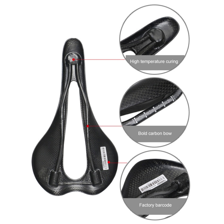 TOSEEK Road Bike Carbon Fiber Seat Bicycle Hollow Seat Saddle, 3K Texture + Extinction