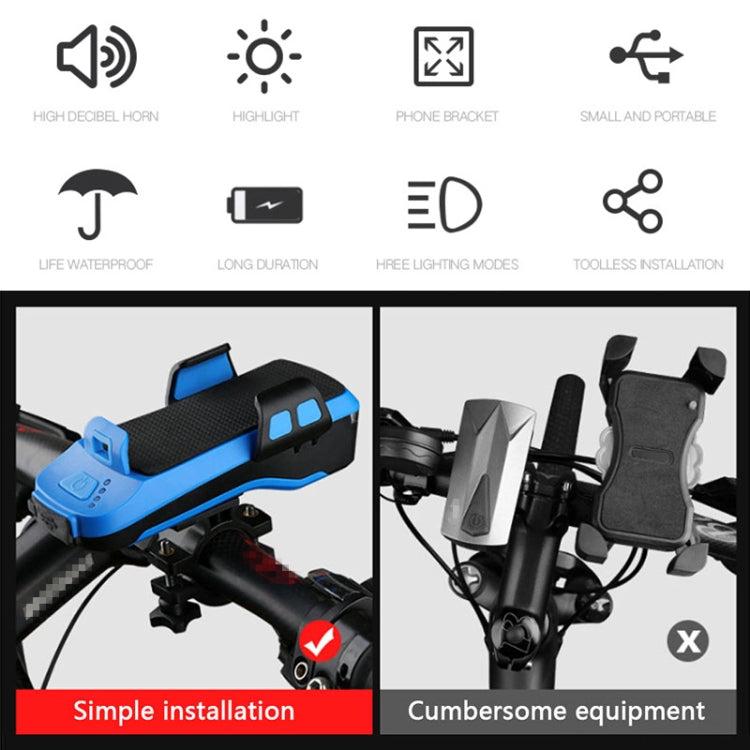 Multifunction 4  in 1 Phone Holder Bicycle Bell Cycling Lamp Flashlight