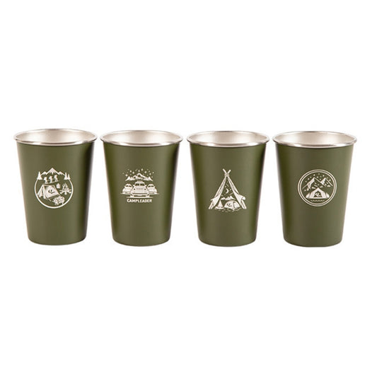 AOTU AT6657-2 4pcs Outdoor Camping Folding Stainless Steel Water Cup Set