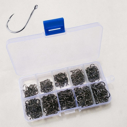 500 PCS Mixed Size Fish Barbed Hook Fishing Hooks with Hole