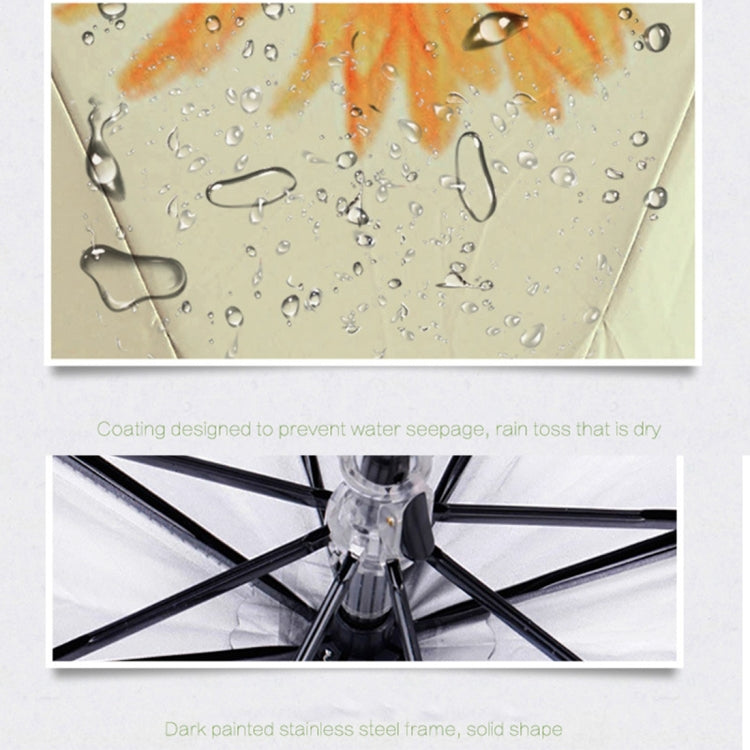 Creative Fashion Three Fold Lazy Cat Pattern Silver Tape Anti Ultraviolet Sunshade Umbrella