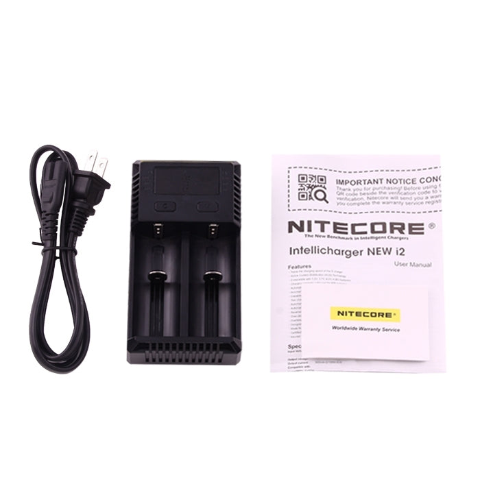 Nitecore NEW i2 Intelligent Digi Smart Charger with LED Indicator for 14500, 16340 (RCR123), 18650, 22650, 26650, Ni-MH and Ni-Cd (AA, AAA) Battery