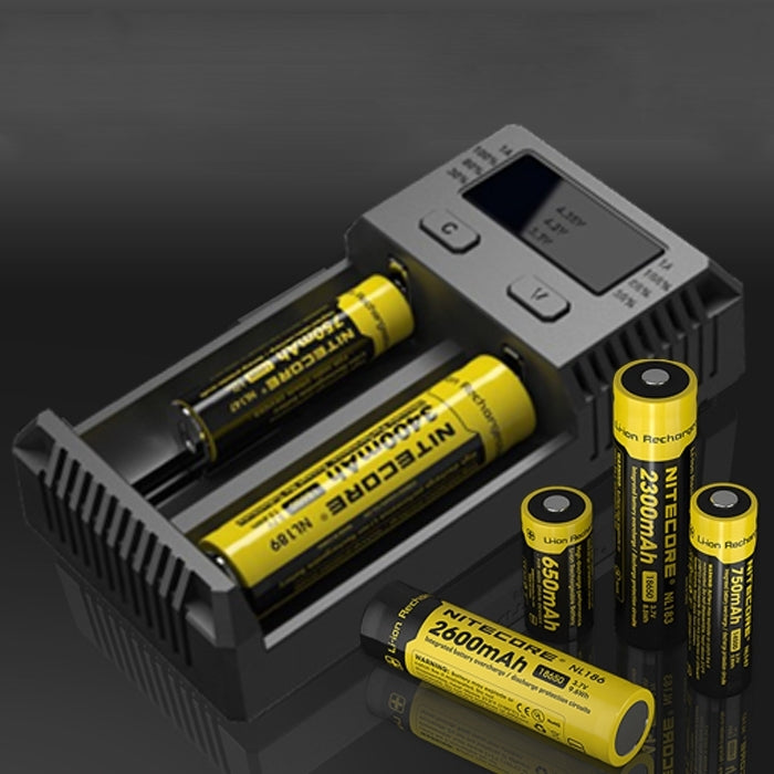 Nitecore NEW i2 Intelligent Digi Smart Charger with LED Indicator for 14500, 16340 (RCR123), 18650, 22650, 26650, Ni-MH and Ni-Cd (AA, AAA) Battery