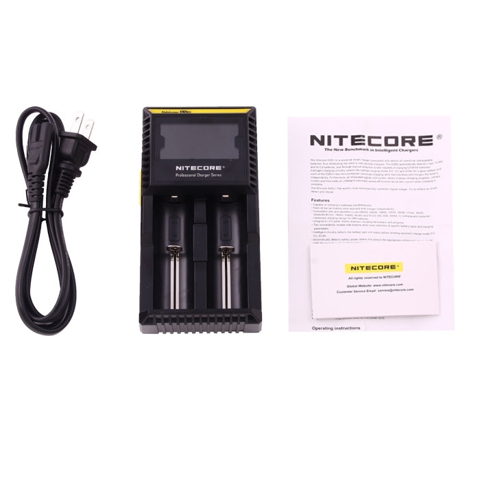 Nitecore D2 Intelligent Digi Smart Charger with LED Indicator for 14500, 16340 (RCR123), 18650, 22650, 26650, Ni-MH and Ni-Cd (AA, AAA) Battery