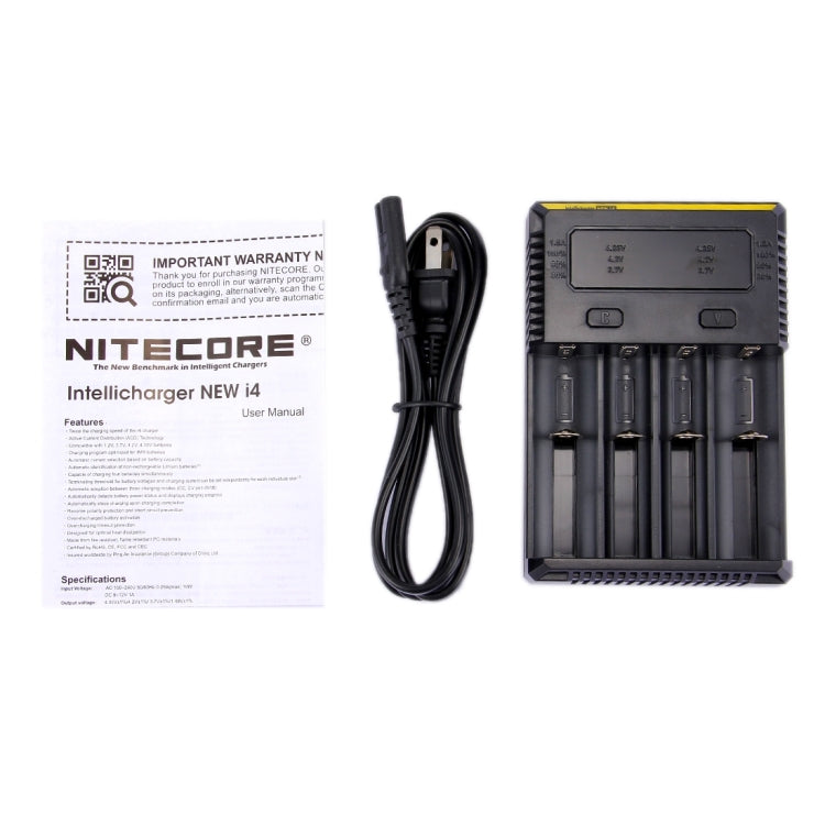 Nitecore NEW i4 Intelligent Digi Smart Charger with LED Indicator for 14500, 16340 (RCR123), 18650, 22650, 26650, Ni-MH and Ni-Cd (AA, AAA) Battery