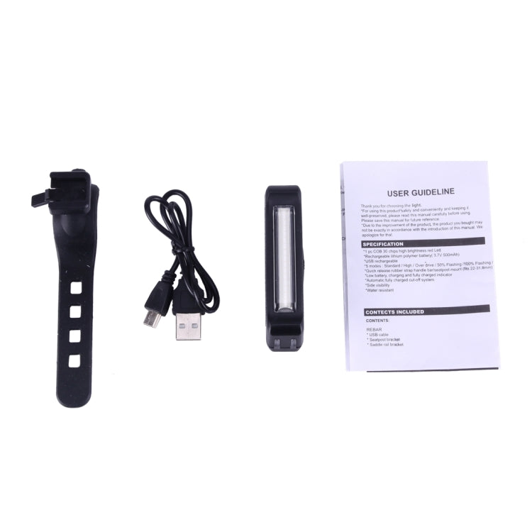 RAYPAL RPL-2261 100LM Red Light COB LED USB Rechargeable 6 Modes Bicycle Rear Light Warning Light with Handlebar Mount