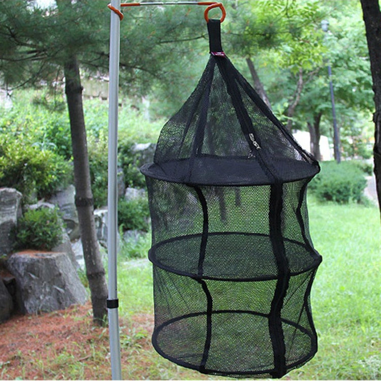 Camping Picnic Folding Tableware Vegetables Fruit Dry Net Hanging Mesh Dish Dryer Rack Shelf(Black)