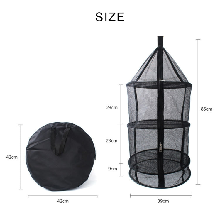 Camping Picnic Folding Tableware Vegetables Fruit Dry Net Hanging Mesh Dish Dryer Rack Shelf(Black)