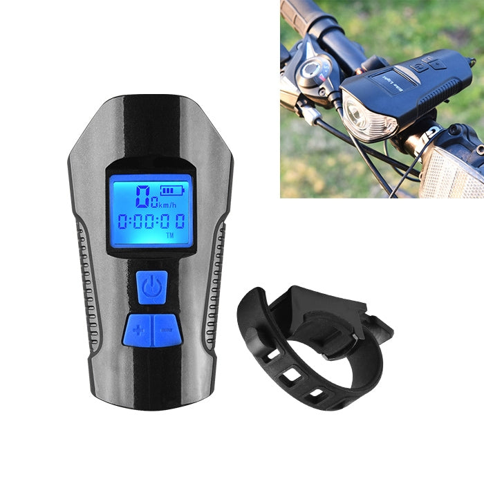 350LM USB Charging Waterproof Snap-on Bicycle Headlight with Speaker & Stopwatch Function