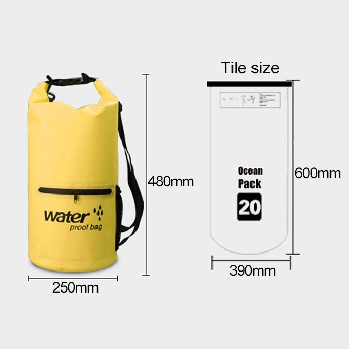 Outdoor Waterproof Dry Dual Shoulder Strap Bag Dry Sack PVC Barrel Bag, Capacity: 20L
