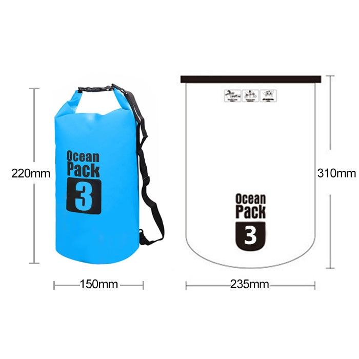 Outdoor Waterproof Single Shoulder Bag Dry Sack PVC Barrel Bag, Capacity: 3L
