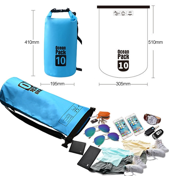 Outdoor Waterproof Single Shoulder Bag Dry Sack PVC Barrel Bag, Capacity: 10L