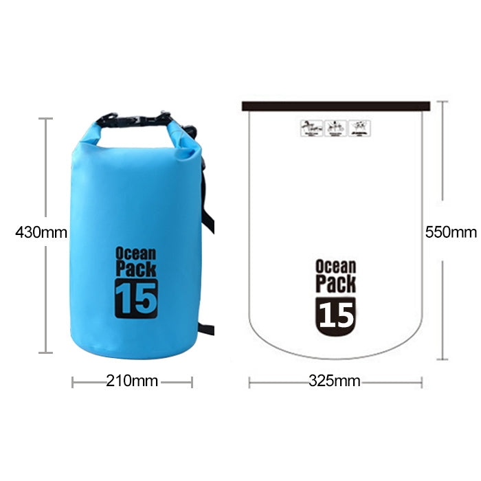 Outdoor Waterproof Single Shoulder Bag Dry Sack PVC Barrel Bag, Capacity: 15L
