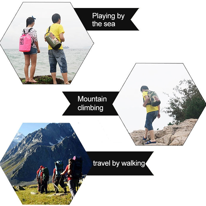 Outdoor Waterproof Double Shoulder Bag Dry Sack PVC Barrel Bag, Capacity: 30L