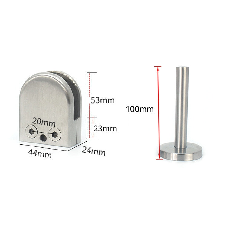 201 Stainless Steel Glass Fish Mouth Support Rod Fixing Clip with 14x100mm Rod, Specification: M