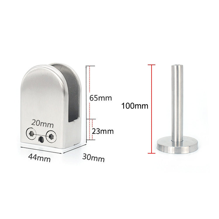 304 Stainless Steel Glass Fish Mouth Support Rod Fixing Clip with 14x100mm Rod, Specification: XL