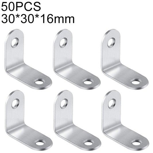 50pcs Stainless Steel 90 Degree Angle Bracket,Corner Brace Joint Bracket Fastener Furniture Cabinet Screens Wall (30mm)