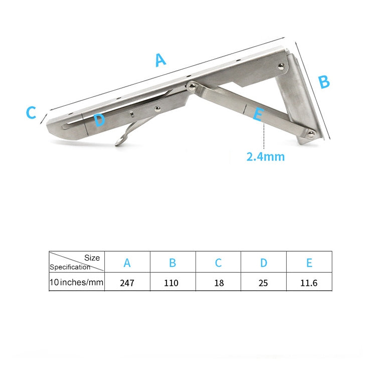 2 PCS 10 inch K Type Wall-mounted Foldable Stainless Steel Spring Storage Shelf for Dining Table