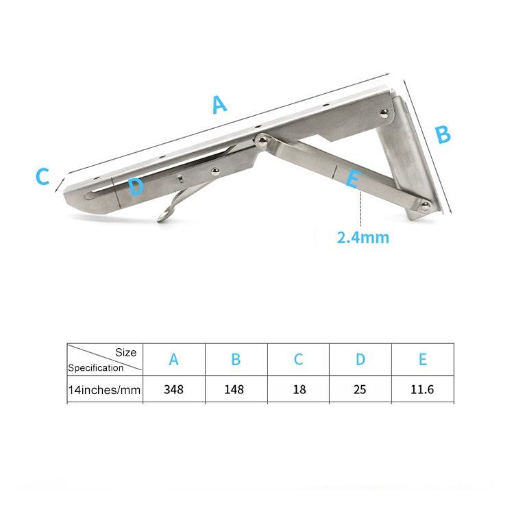 14 inch K Type Wall-mounted Foldable Stainless Steel Spring Storage Shelf for Dining Table