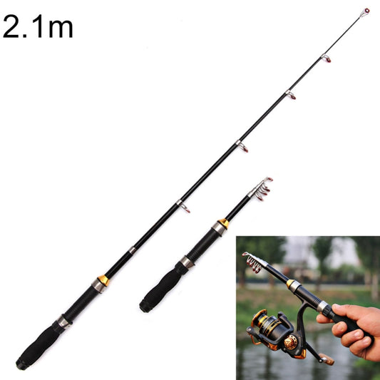 36cm Portable Telescopic Sea Fishing Rod Mini Fishing Pole, Extended Length : 2.1m, 2.1m