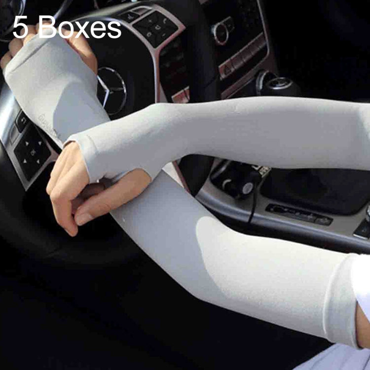 5 Boxes New Style Ice Silk Sleeves Fresh and Cool UV Protection Oversleeve, Open Fingers Style