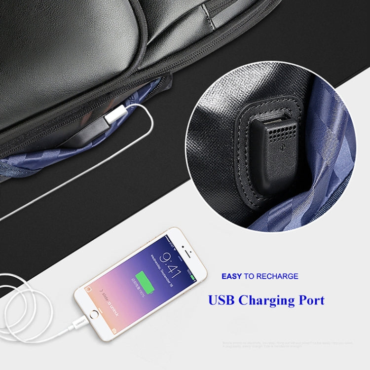 Bopai 851-010128 Business Anti-theft Waterproof Large Capacity Double Shoulder Bag,with USB Charging Port, Size: 34x19x43cm