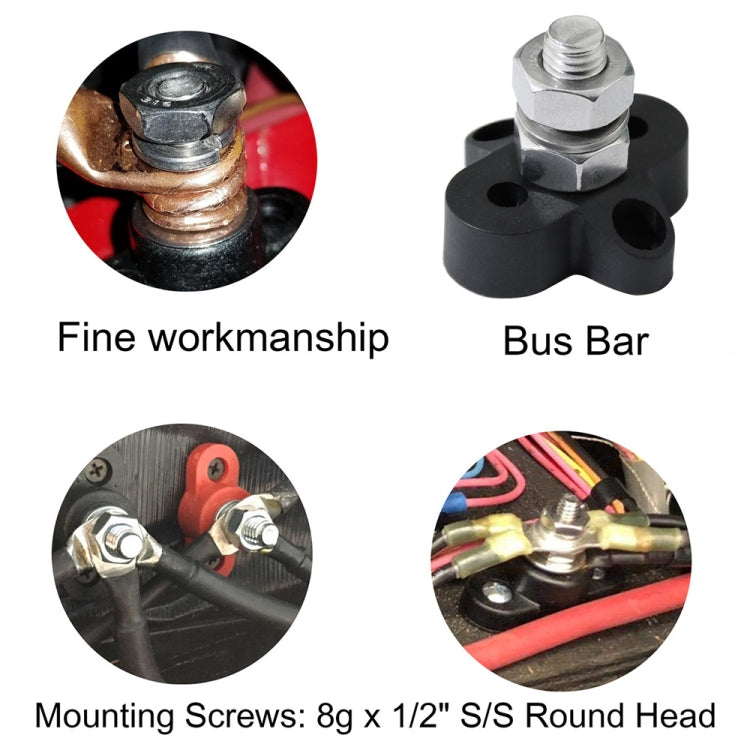 Single Heavy-Duty Terminal Studs Black  M10 Bus Bar for Car / RV / Boat