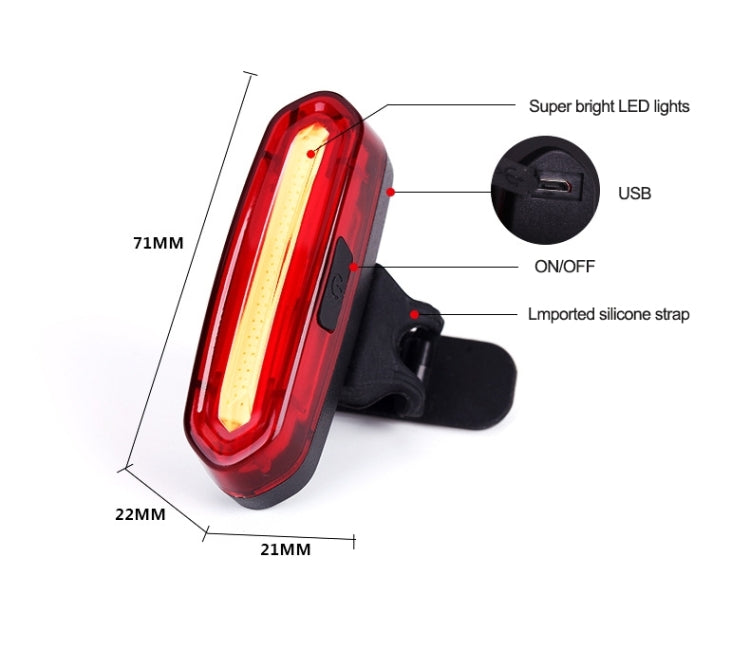 AQY-096 IPX4 Detachable USB Rechargeable Single Color LED Bike Taillight