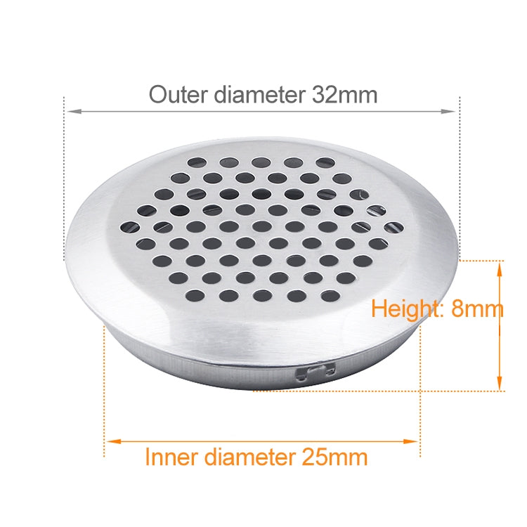 10pcs Bevel Surface 25mm Cabinet Round Air Vent Stainless Steel Louvered Grille Cover Vents with Little Holes