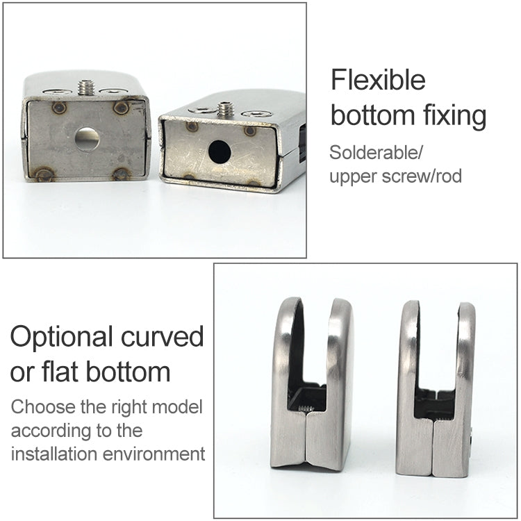 5-8mm Flat Bottom Matte Polished 304 Stainless Steel Fixed Clip Railing Glass Wood Layer Board Clamp Bracket