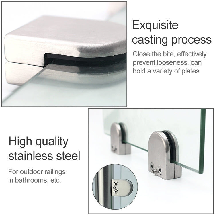 5-8mm Flat Bottom Matte Polished 304 Stainless Steel Fixed Clip Railing Glass Wood Layer Board Clamp Bracket